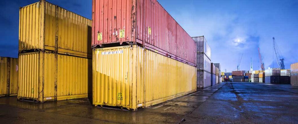 Shipping containers being held before cross docking