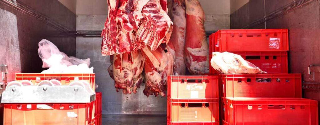 reefer unit storing raw meat