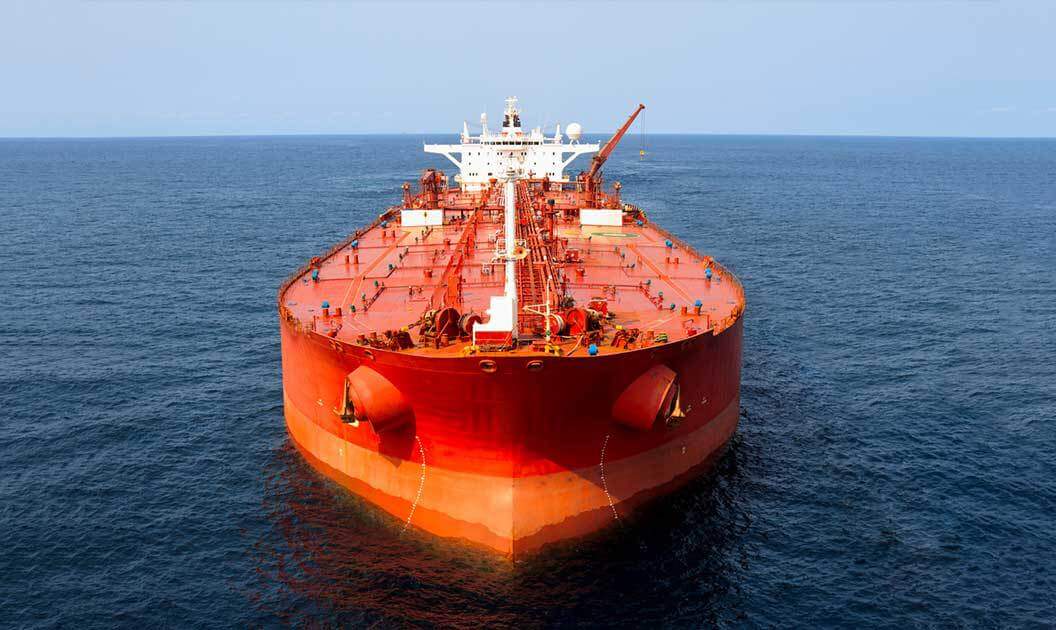 The front of a bulk cargo ship
